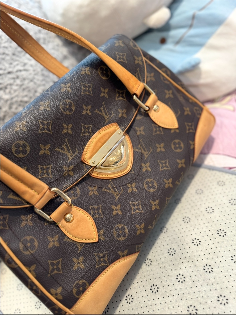 Louis Vuitton Monogram Top-Handle Satchel in Brown and Tan - Picture 3 of 9